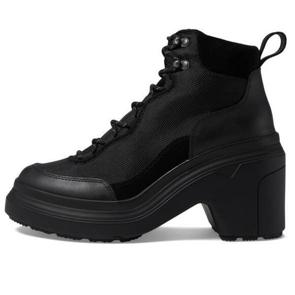 Hunter Discoverer Mid Ankle Lace-Up Chunky Heel Boot Lug Sole Black NEW Size 8 - Picture 1 of 16